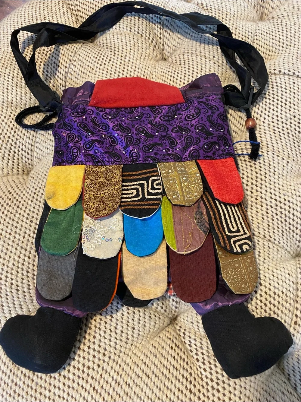 Kids Colorful Owl Patchwork Crossbody Bag - Multicolor